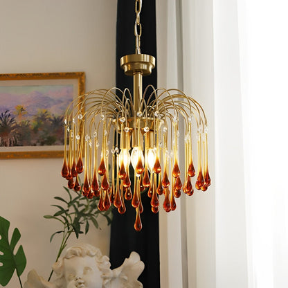 Retro Gold Linear Teardrop Crystal Chandeliers - Flare Shack