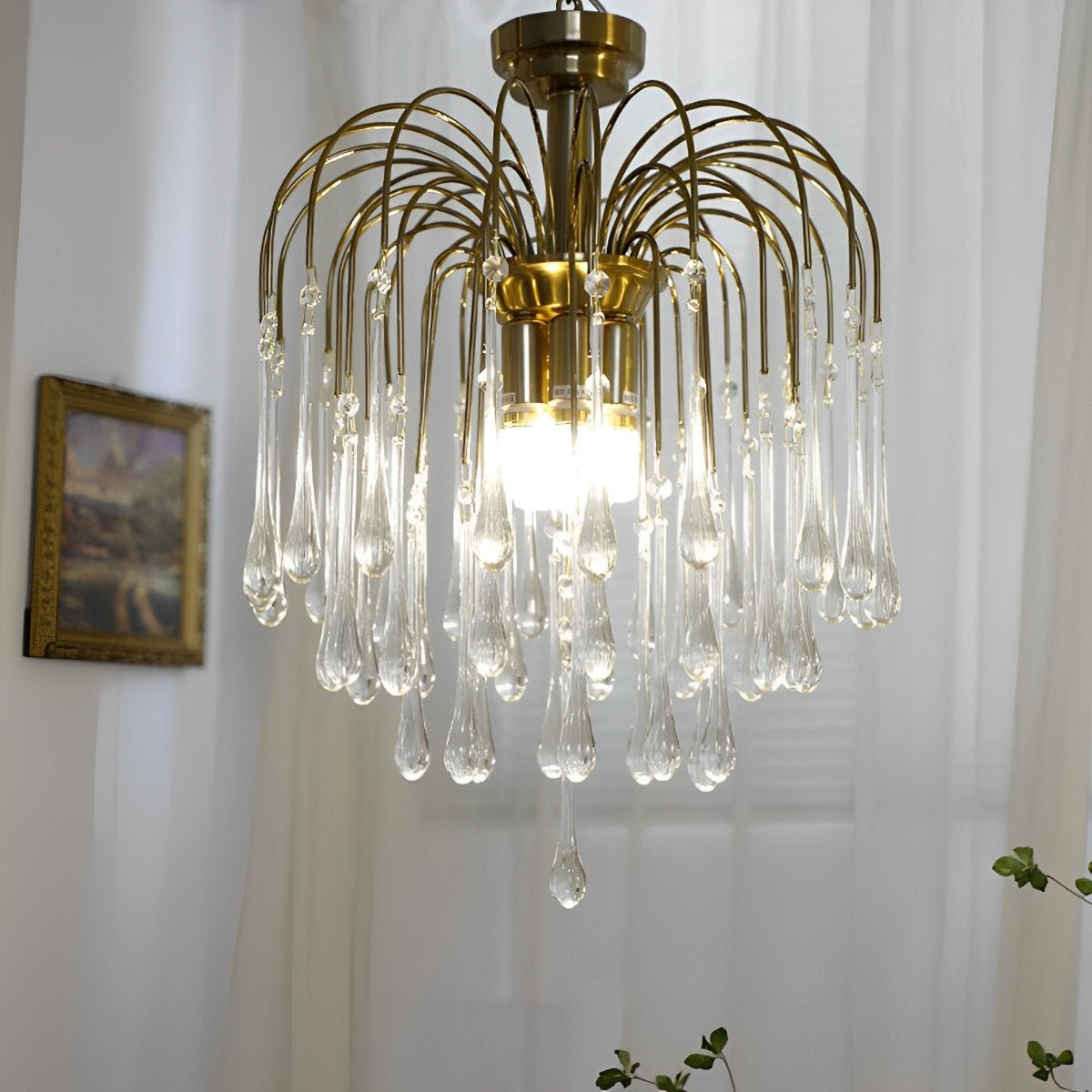Retro Gold Linear Teardrop Crystal Chandeliers - Flare Shack