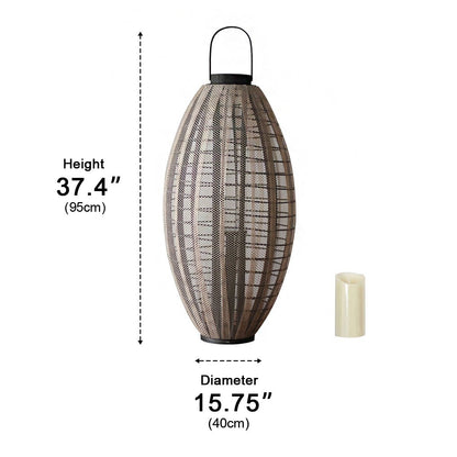 Retro Handmade Oval Cage LED Candle Floor Lamp Lantern