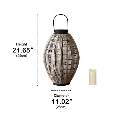 Retro Handmade Oval Cage LED Candle Floor Lamp Lantern