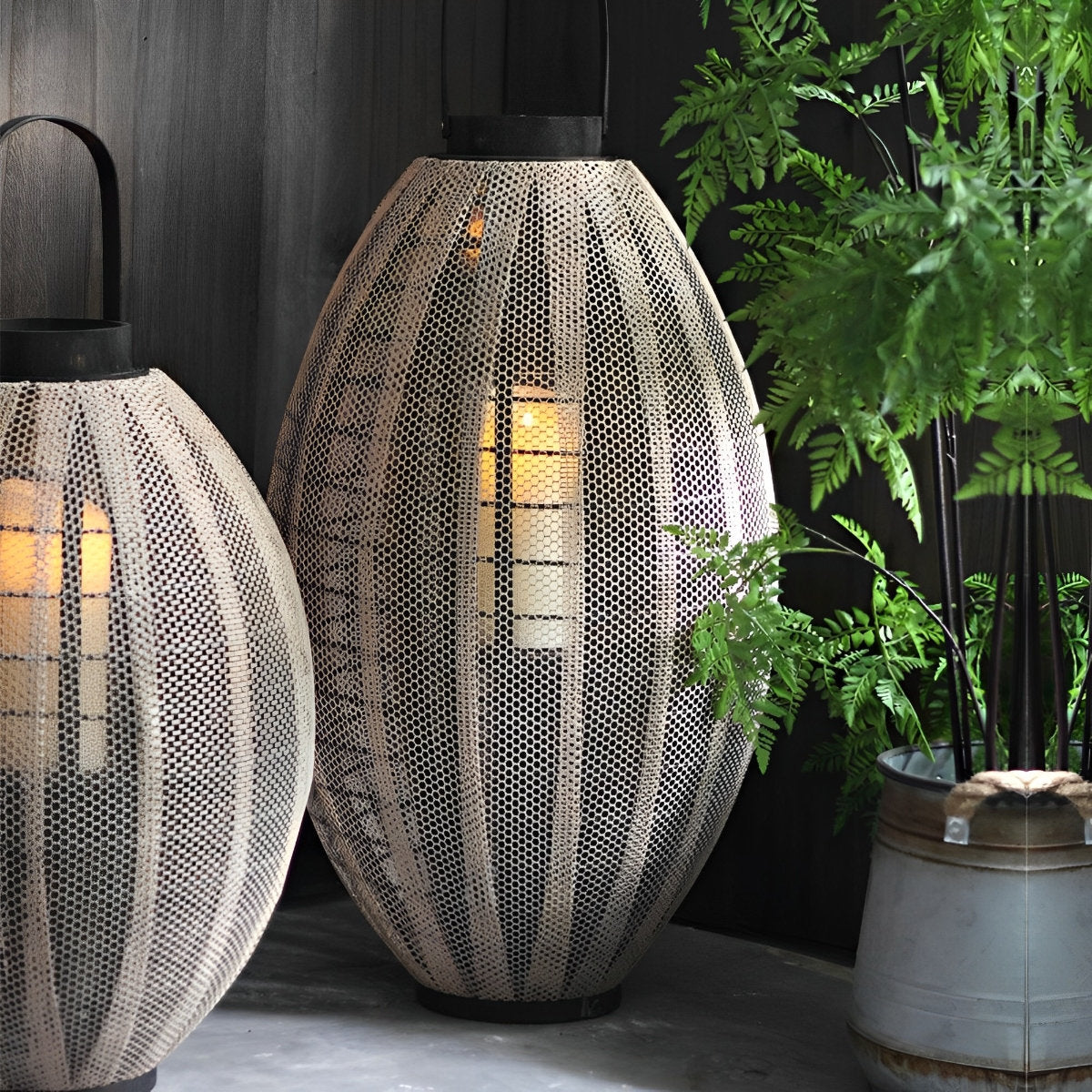 Retro Oval Cage LED Candle Floor Lamp Lantern - Flare Shack