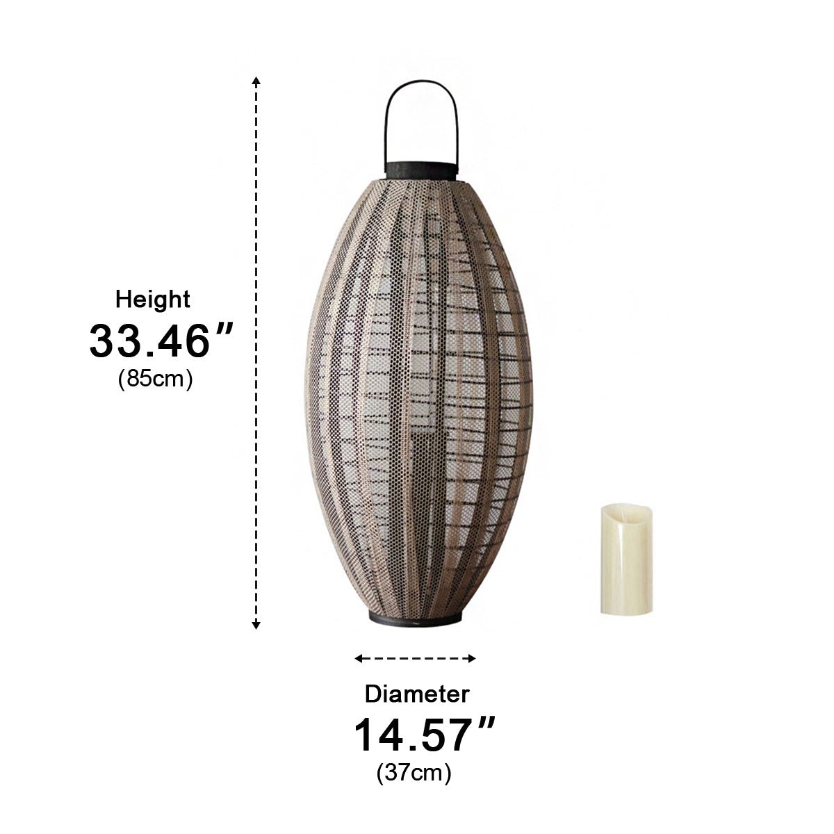 Retro Handmade Oval Cage LED Candle Floor Lamp Lantern