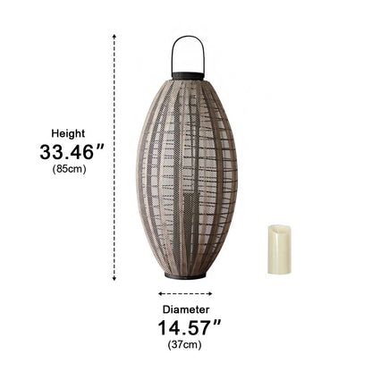 Retro Handmade Oval Cage LED Candle Floor Lamp Lantern