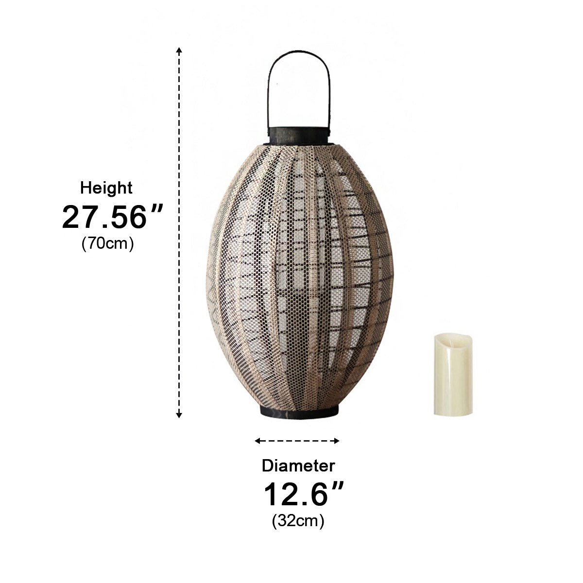 Retro Handmade Oval Cage LED Candle Floor Lamp Lantern