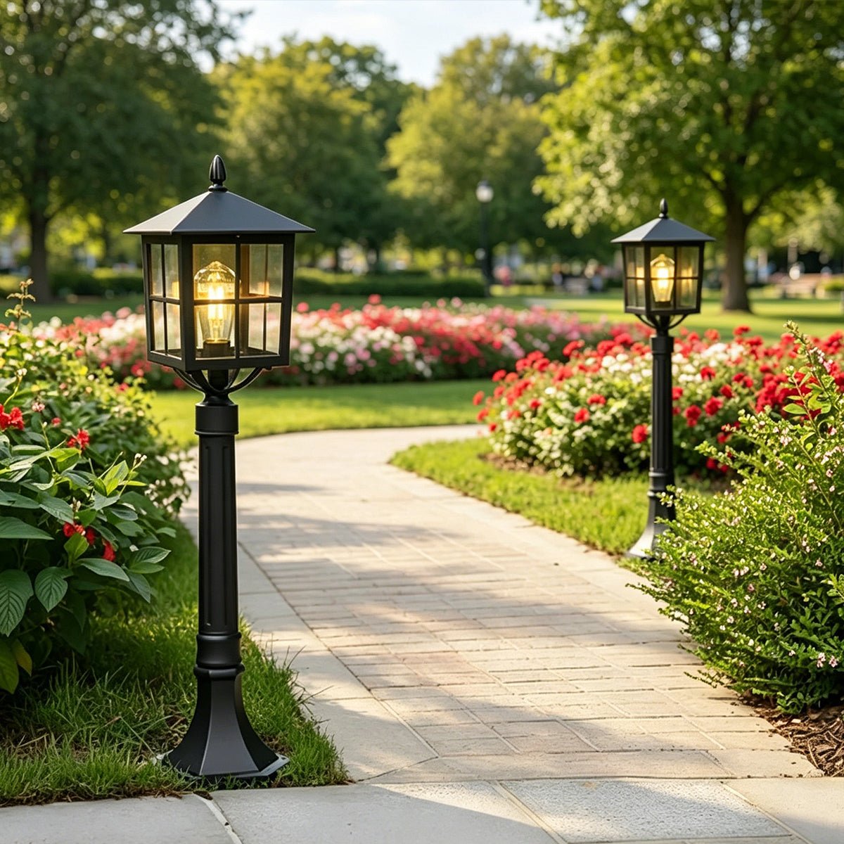 Retro Waterproof Black Outdoor Lawn Post Lights Lantern Lamps - Flare Shack