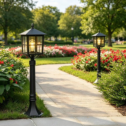Retro Waterproof Black Outdoor Lawn Post Lights Lantern Lamps - Flare Shack
