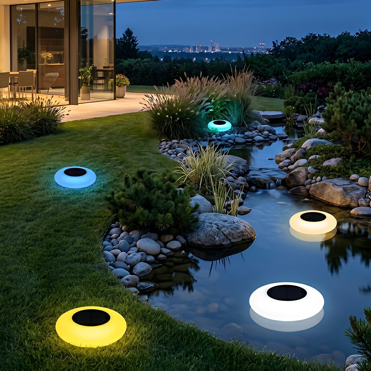 Round Colorful RGB LED Waterproof Solar Modern Outdoor Lights Pool Lights Water Floating Light Pond Lamp - Flare Shack
