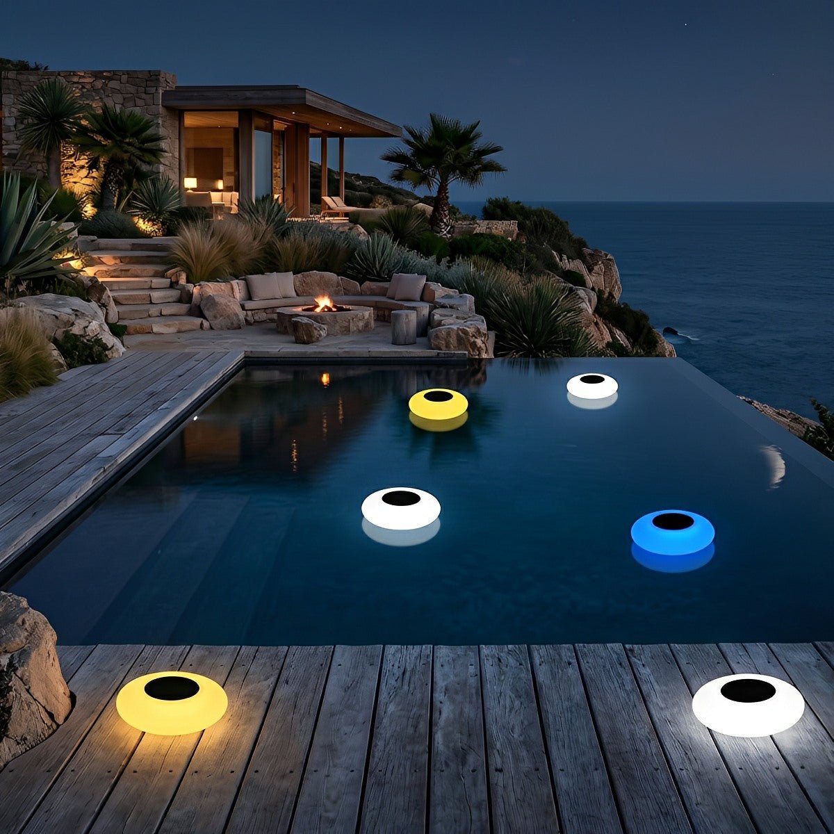 Round Colorful RGB LED Waterproof Solar Modern Outdoor Lights Pool Lights Water Floating Light Pond Lamp