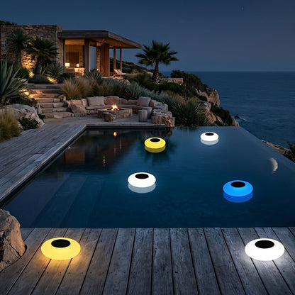 Round Colorful RGB LED Waterproof Solar Modern Outdoor Lights Pool Lights Water Floating Light Pond Lamp