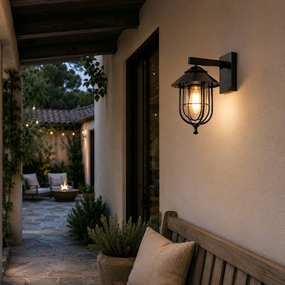Rustic Birdcage Waterproof Outdoor LED Porch Wall Light