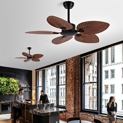 Rustic Coastal Leaf-shaped Modern DC Motor Reverse Ceiling Fan