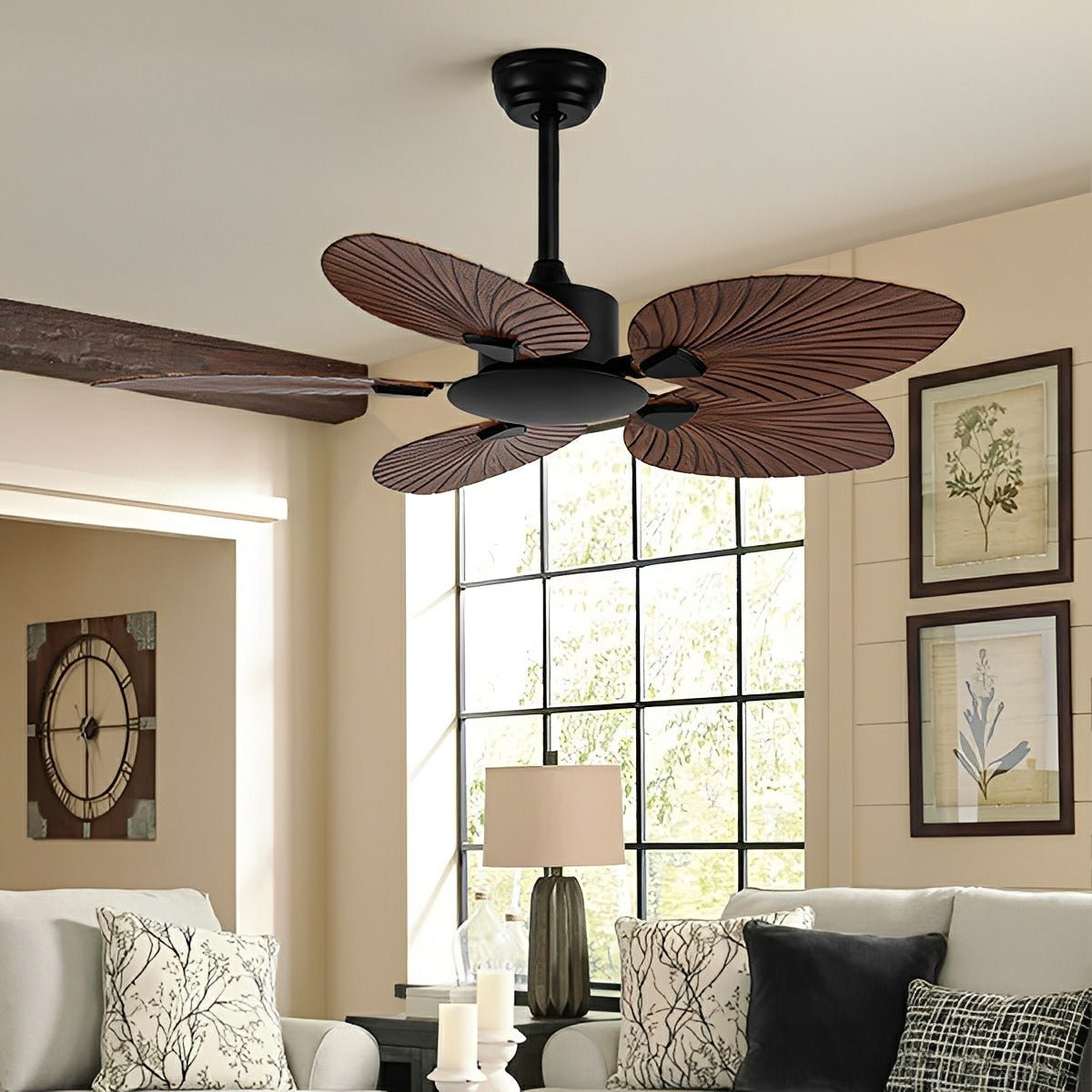 Rustic Coastal Leaf - shaped Modern DC Motor Reverse Ceiling Fan - Flare Shack