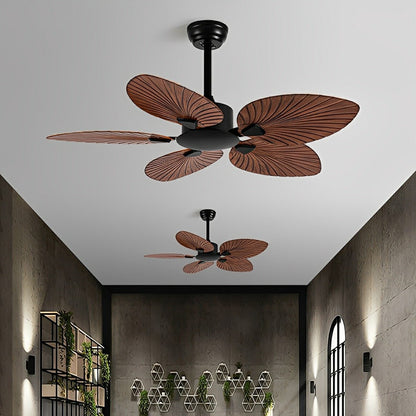 Rustic Coastal Leaf-shaped Modern DC Motor Reverse Ceiling Fan