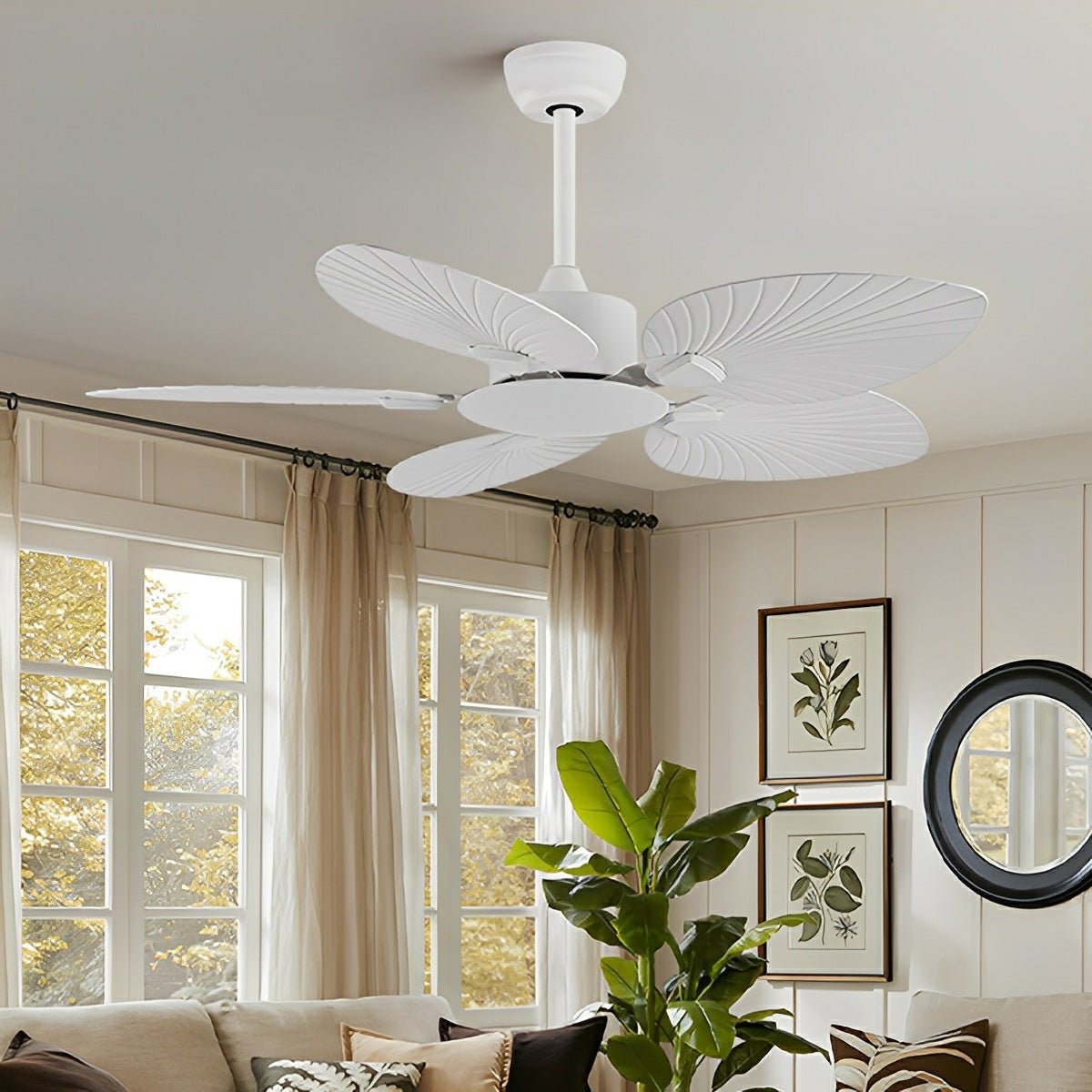 Rustic Coastal Leaf - shaped Modern DC Motor Reverse Ceiling Fan - Flare Shack