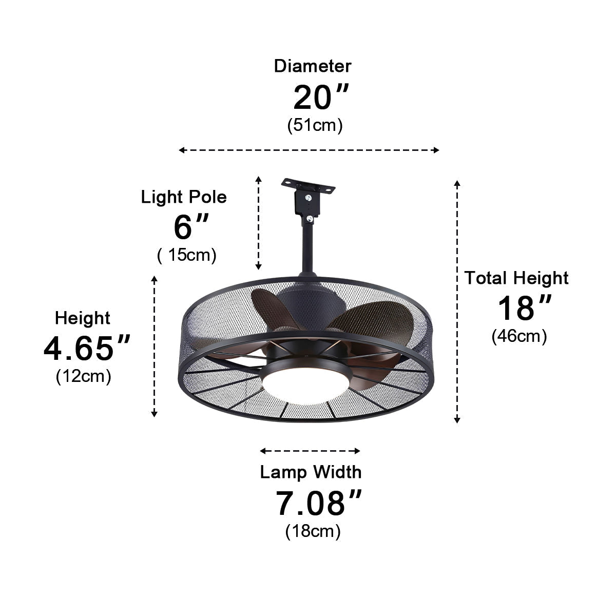 Rustic Mesh Ring - Round Outdoor DC Motor Reverse Ceiling Fan Light