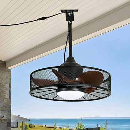 Rustic Mesh Ring - Round Outdoor DC Motor Reverse Ceiling Fan Light - Flare Shack