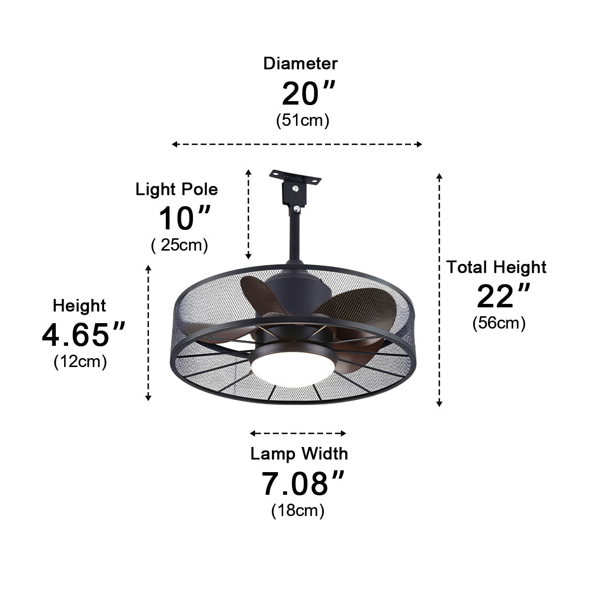 Rustic Mesh Ring - Round Outdoor DC Motor Reverse Ceiling Fan Light