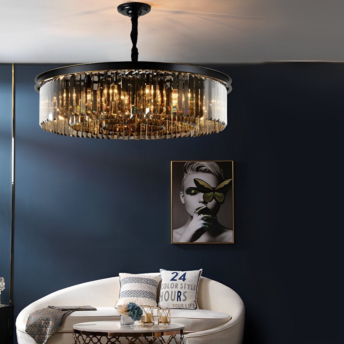 Rustic Modern Crystal Chandeliers Round Ceiling Lights - Flare Shack
