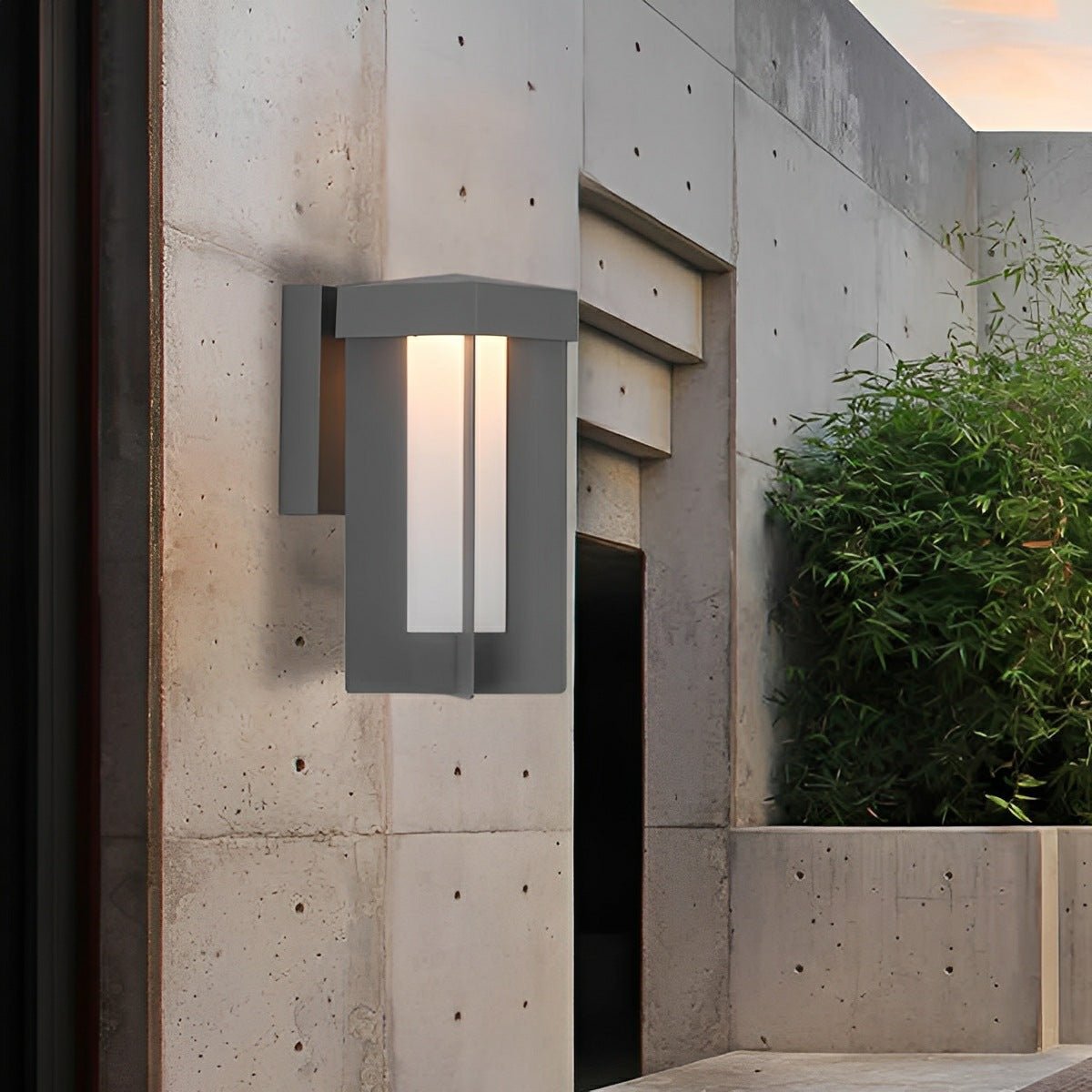 Rustic Modern Geometric Sculptural Waterproof Outdoor LED Porch Wall Lights - Flare Shack