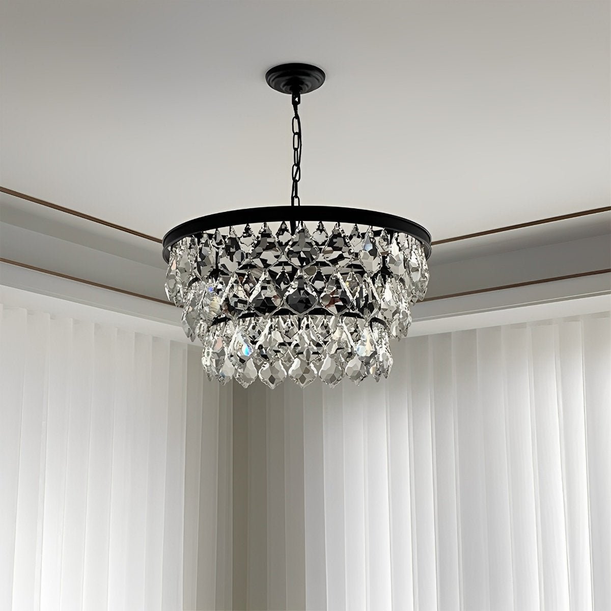 Rustic Modern Round Crystal Chandeliers Round Light - Flare Shack