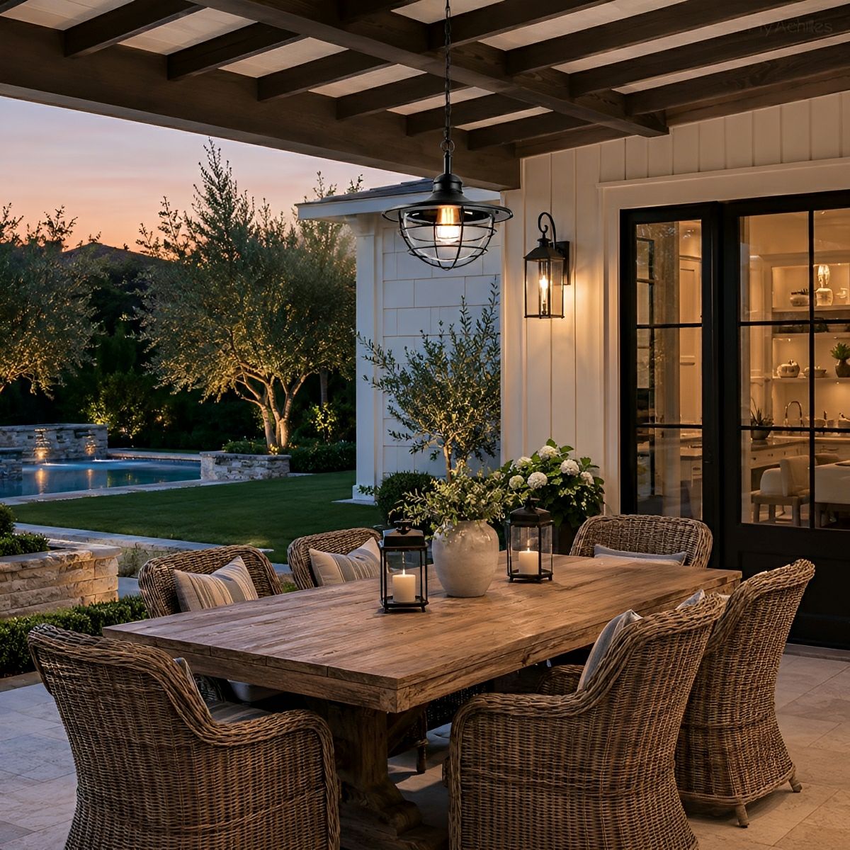 Rustic Modern Super Bright Black Outdoor Pendant Lights Lantern