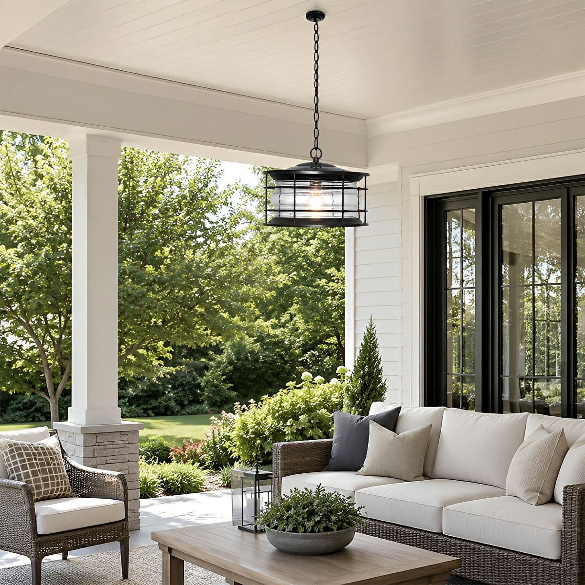 Rustic Modern Super Bright Black Outdoor Pendant Lights Lantern