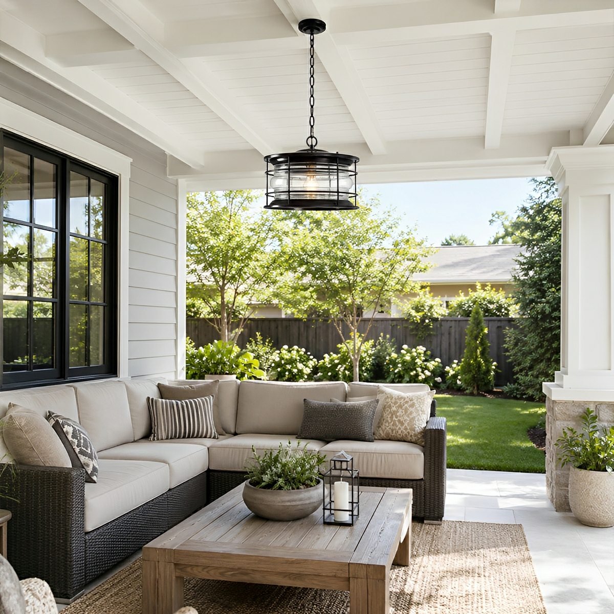 Rustic Modern Super Bright Black Outdoor Pendant Lights Lantern