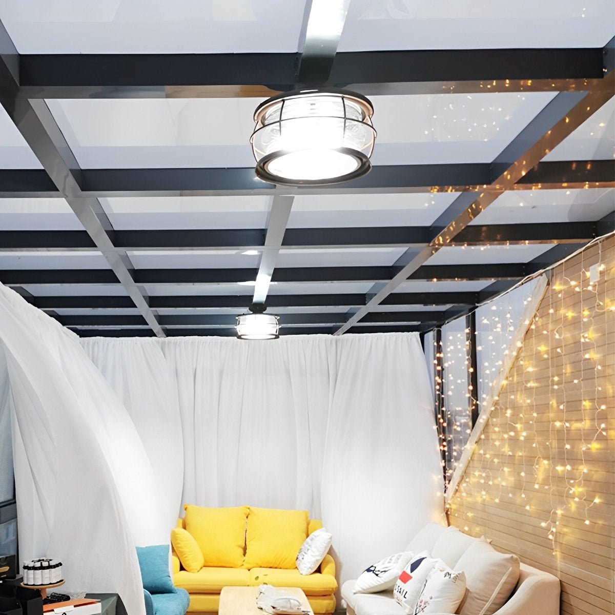 Rustic Modern Super Bright Black Round Outdoor Ceiling Lights - Flare Shack