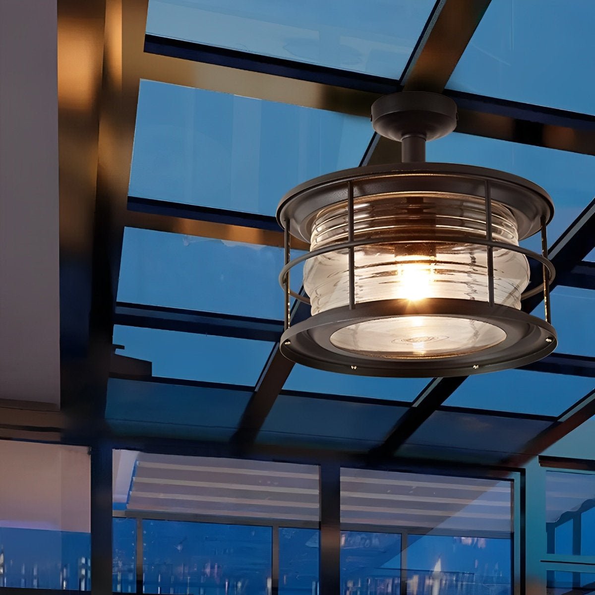Rustic Modern Super Bright Black Round Outdoor Ceiling Lights - Flare Shack