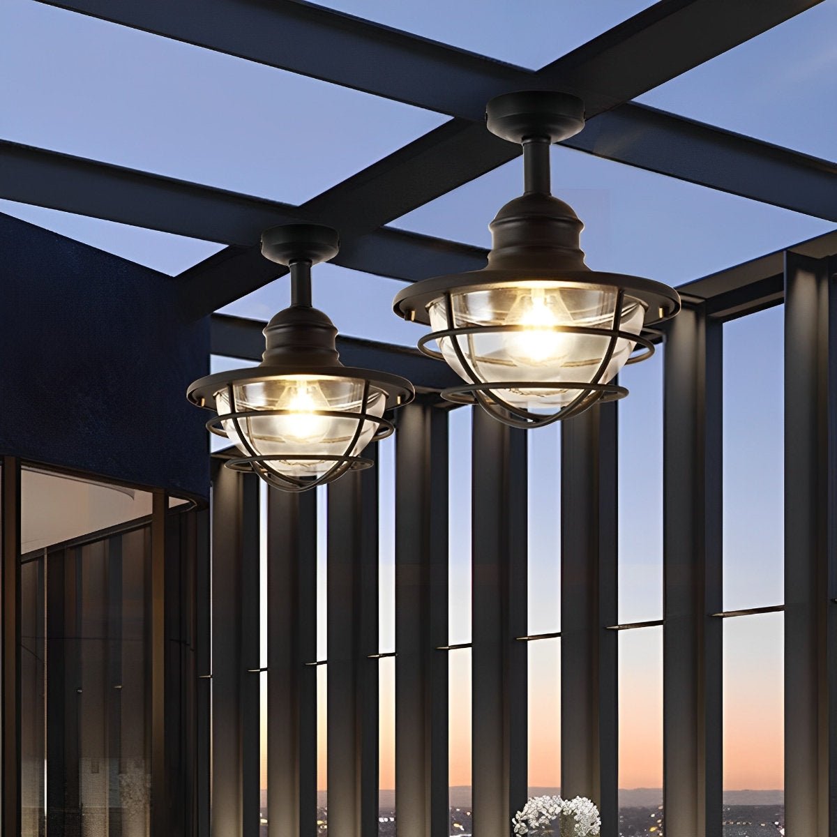 Rustic Modern Super Bright Black Round Outdoor Ceiling Lights - Flare Shack