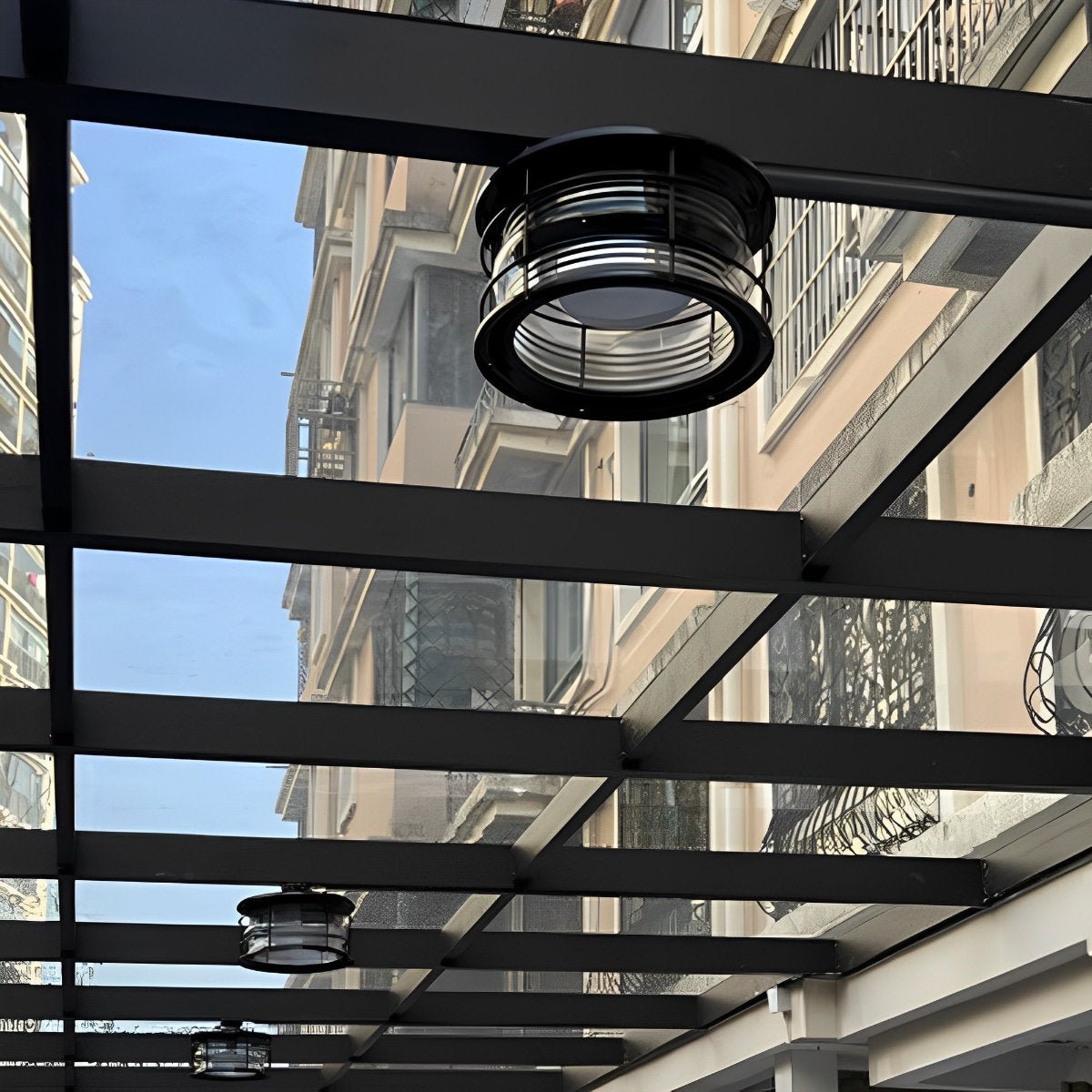 Rustic Modern Super Bright Black Round Outdoor Ceiling Lights - Flare Shack