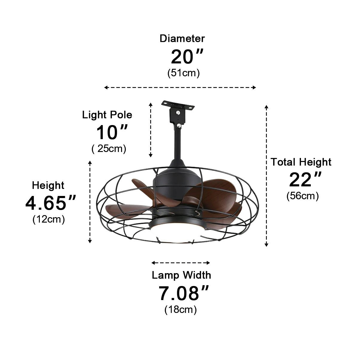Rustic Round Outdoor DC Motor Reverse Ceiling Fan Light 19.69"