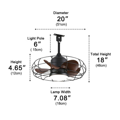 Rustic Round Outdoor DC Motor Reverse Ceiling Fan Light 19.69"