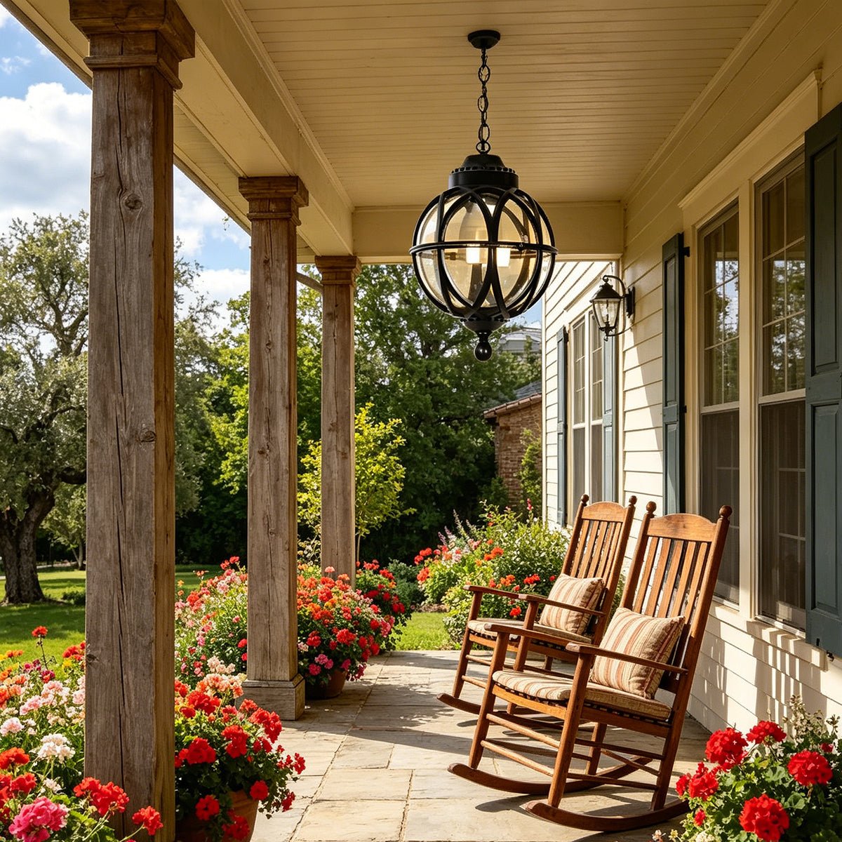Rustic Waterproof Globe Outdoor Light Pendant Light Hanging Lantern