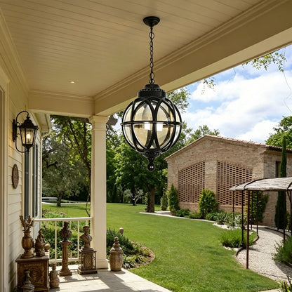 Rustic Waterproof Globe Outdoor Light Pendant Light Hanging Lantern