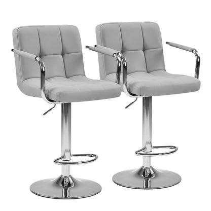 Set of 2 Adjustable Swivel Bar Chairs with Armrests
