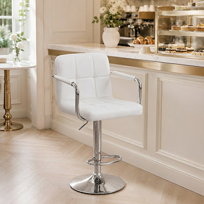 Set of 2 Adjustable Swivel Bar Chairs with Armrests - Flare Shack