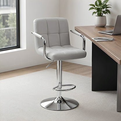 Set of 2 Adjustable Swivel Bar Chairs with Armrests
