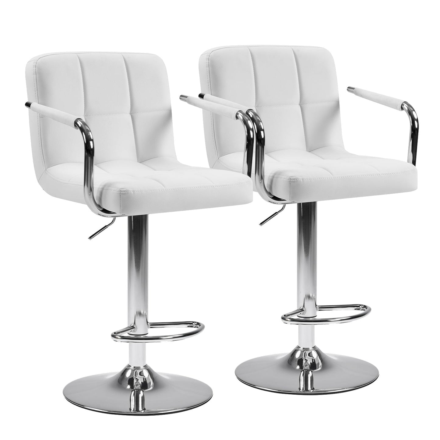 Set of 2 Adjustable Swivel Bar Chairs with Armrests