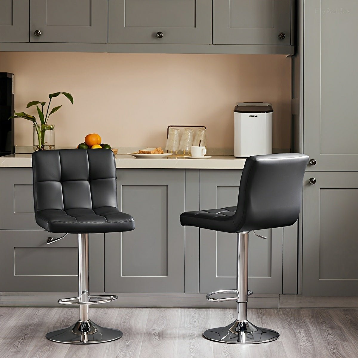 Set of 2 Ergonomic Adjustable Swivel Bar Stools - Flare Shack