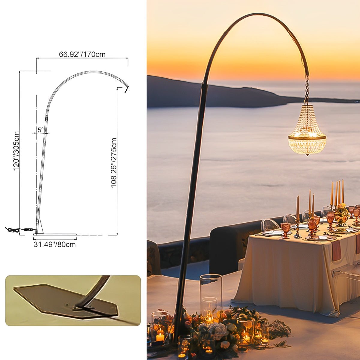Set of 2 Luxury Waterproof Outdoor Wedding Crystal Chandeliers