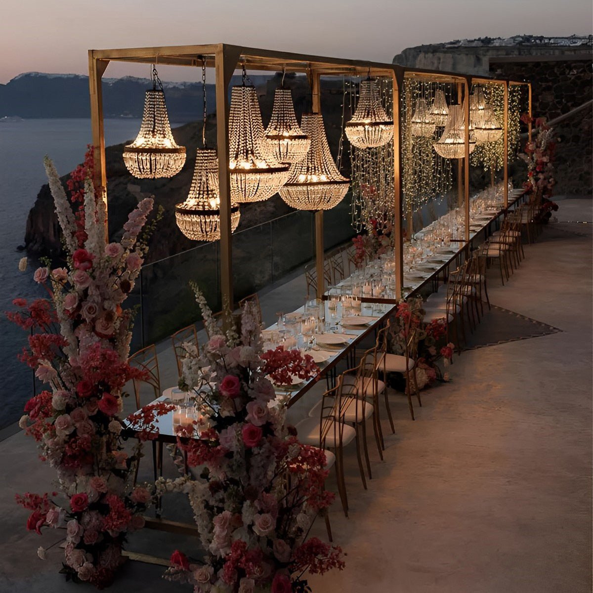 Set of 2 Luxury Waterproof Outdoor Wedding Crystal Chandeliers - Flare Shack