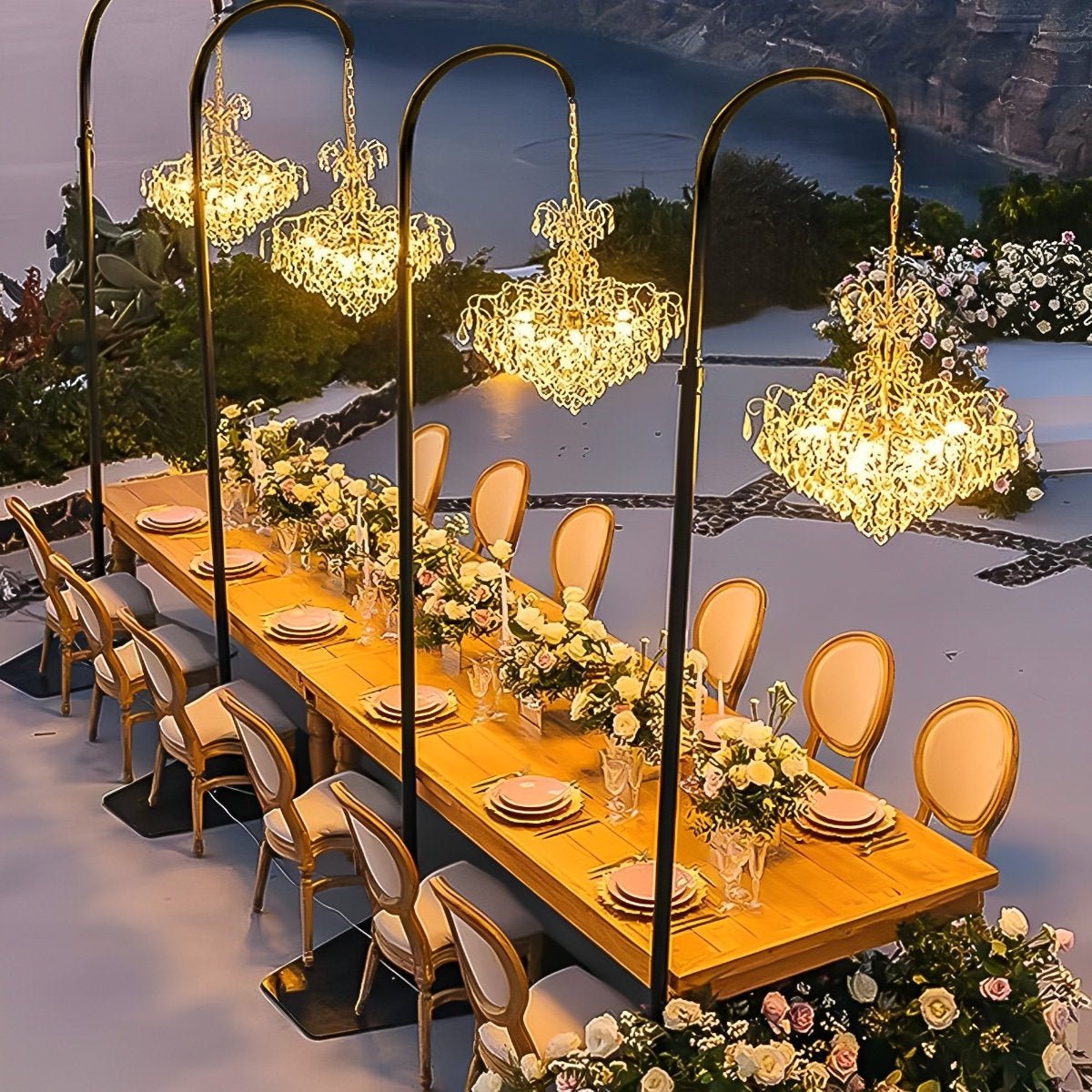 Set of 2 Luxury Waterproof Outdoor Wedding Crystal Chandeliers - Flare Shack