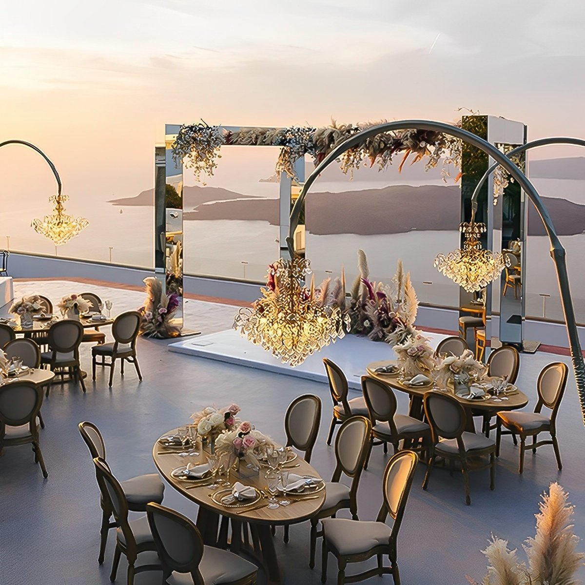 Set of 2 Luxury Waterproof Outdoor Wedding Crystal Chandeliers - Flare Shack