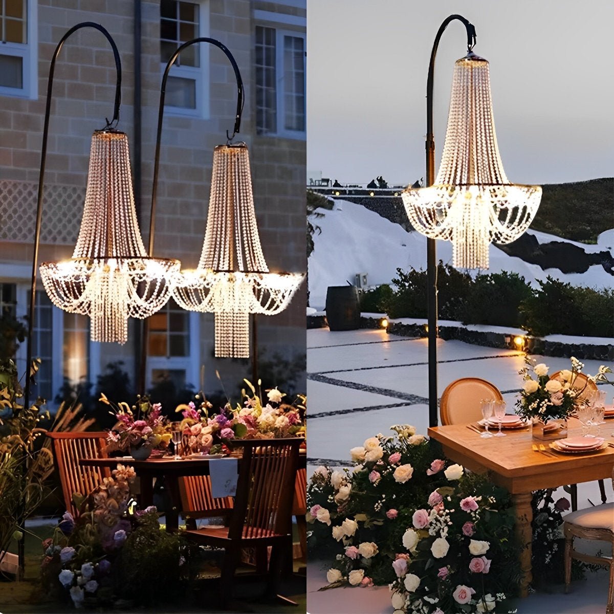 Set of 2 Luxury Waterproof Outdoor Wedding Crystal Chandeliers - Flare Shack
