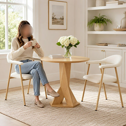 Set of 2 Modern Linen Dining Chairs with Curved Backrest