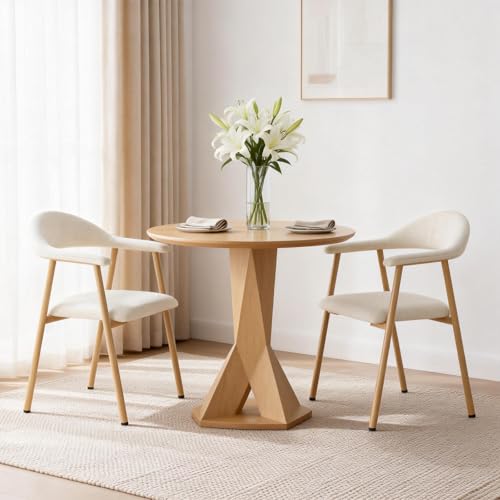 Set of 2 Modern Linen Dining Chairs with Curved Backrest - Flare Shack