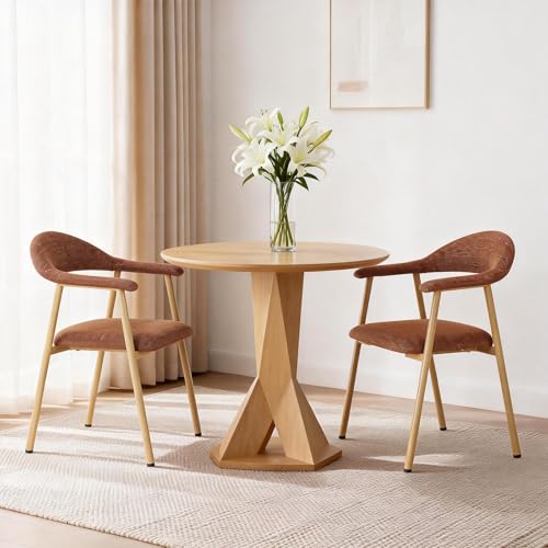 Set of 2 Modern Linen Dining Chairs with Curved Backrest - Flare Shack