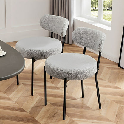 Set of 2 Upholstered Dining Chairs – Steel Frame, Padded Seat
