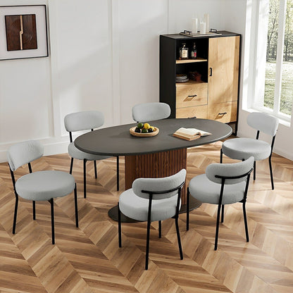 Set of 2 Upholstered Dining Chairs – Steel Frame, Padded Seat